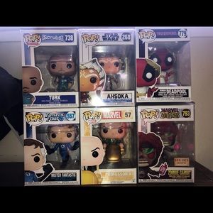 6 Funko Vinyl Pops Star Wars Marvel X-Men Scrubs